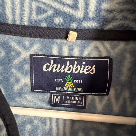 Chubbies men’s long Sleeve The Sketch Quarter-Zip Pullover Dusty Blue - Picture 3 of 3